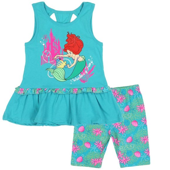 Disney Other - Princess Ariel Girls 2PC Bike Short Set. NWT